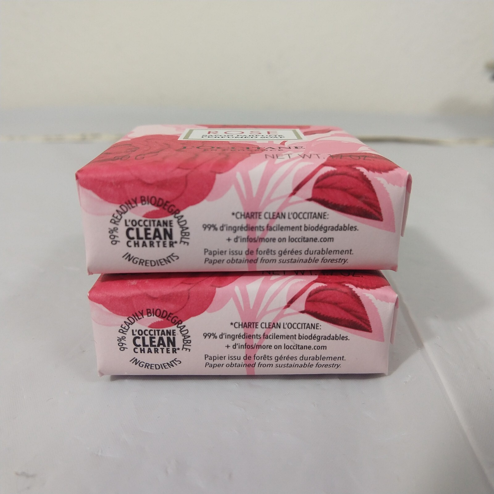 L’Occitane En Provence Rose Perfumed Soap -1.7oz X2 (NEW)