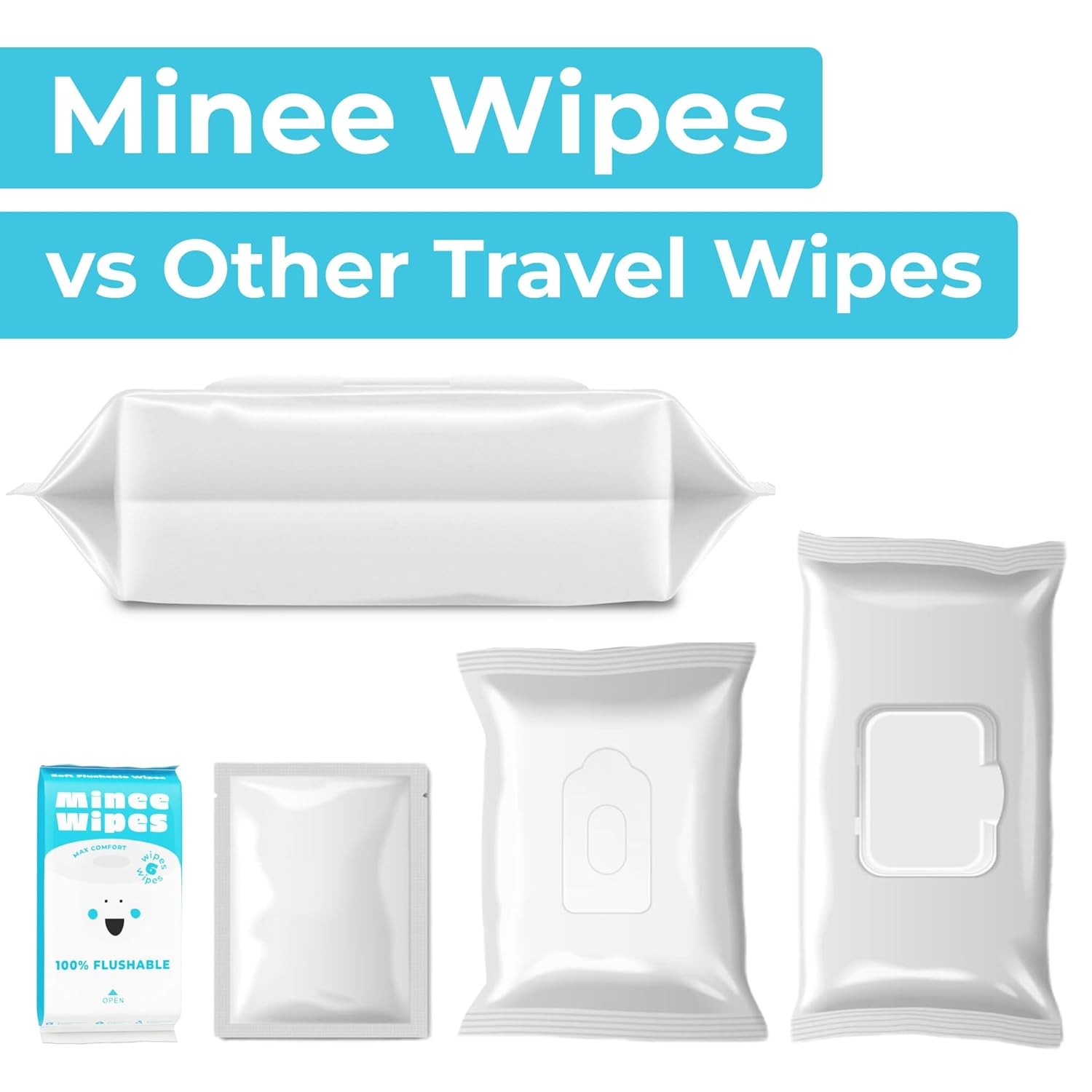 Impossibly Compact Travel Flushable Wipes with Natural 6 Count (Pack of 8)