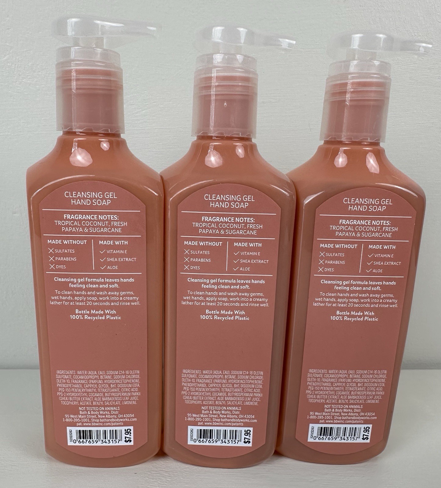 Bath & Body Works ISLAND PAPAYA Cleansing Gel Hand Soap 3 Pack NEW!