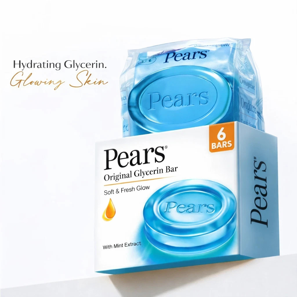 Pears Glycerin Soap 125g x6 Mint Fresh Gentle Bath Bar Soap Free Clean