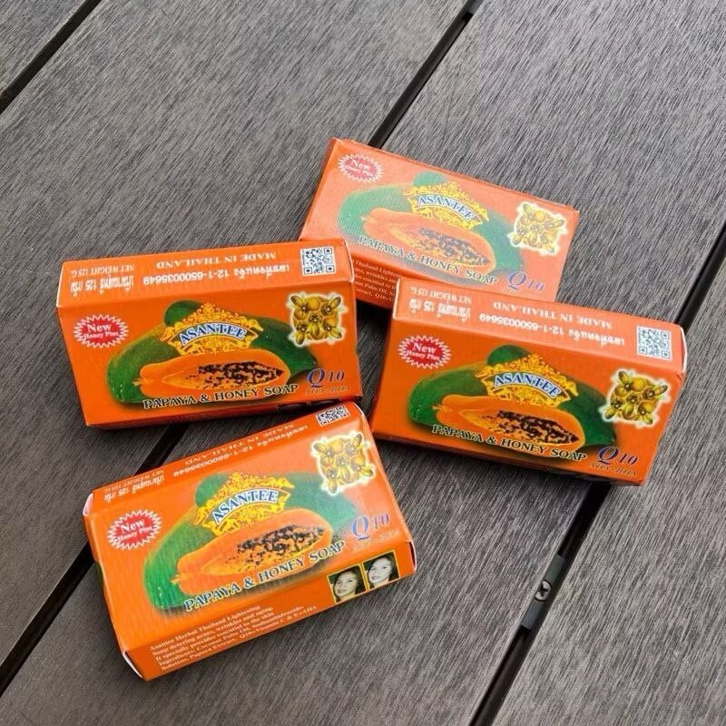 12 Bars Asantee Papaya & Honey Premium Soap Thai Herbal Lightening Beauty Bath