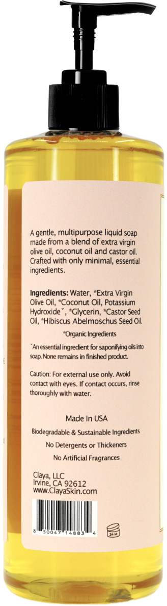 Ambrette Liquid Castile Soap (2 pack ) – Organic Ingredients, Gentle for skin