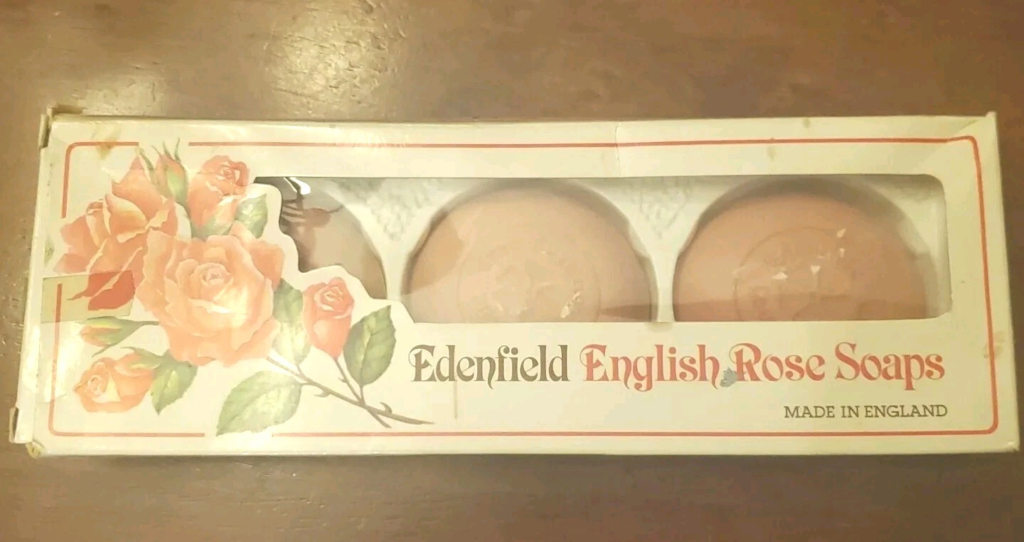 Vintage Edenfield Fine English Rose Soap 3 Bar Pack 10oz New Old Stock with Box