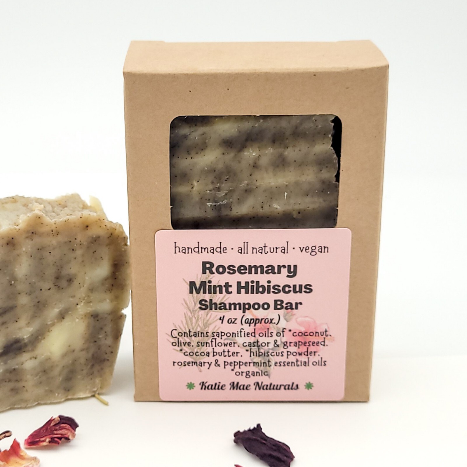 Vegan Shampoo Bar Rosemary Mint Hibiscus Handmade Zero Waste Natural Soap