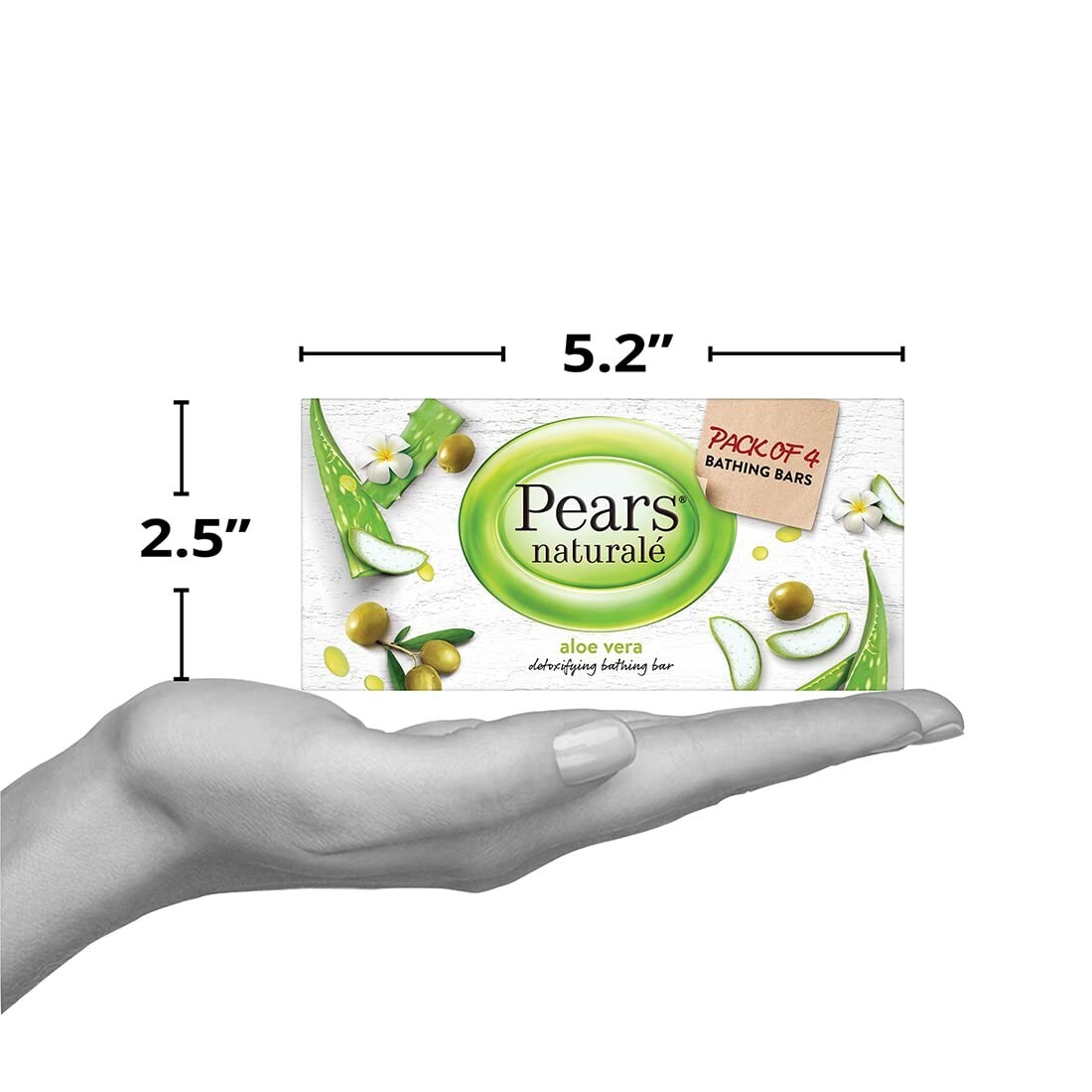 Pears Natural Detoxifying Soap Bar Aloe Vera 125g Pack of 4