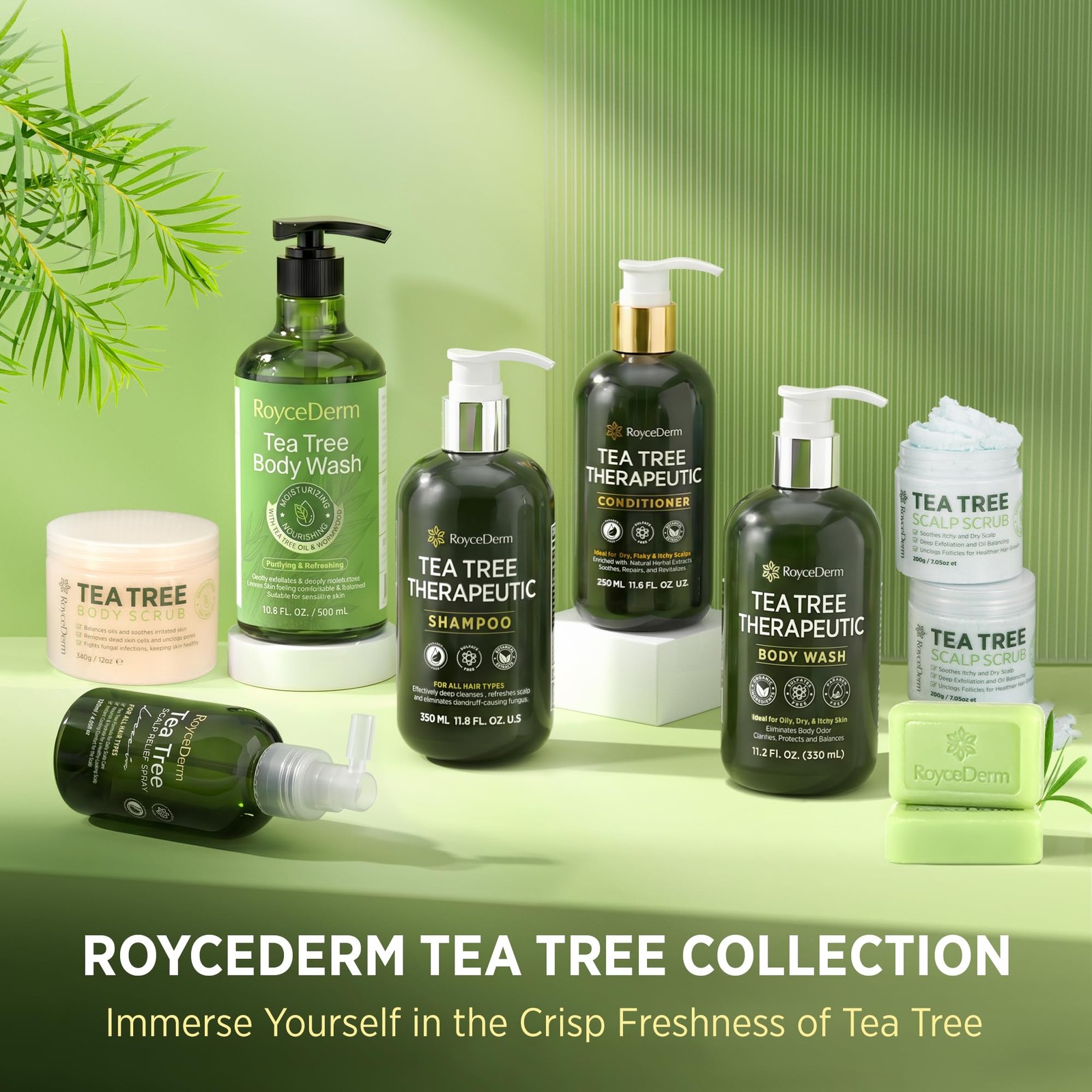 Roycederm Tea Tree Body Wash & Soap, Purifying 16.9 Fl Oz (Pack of 1), green