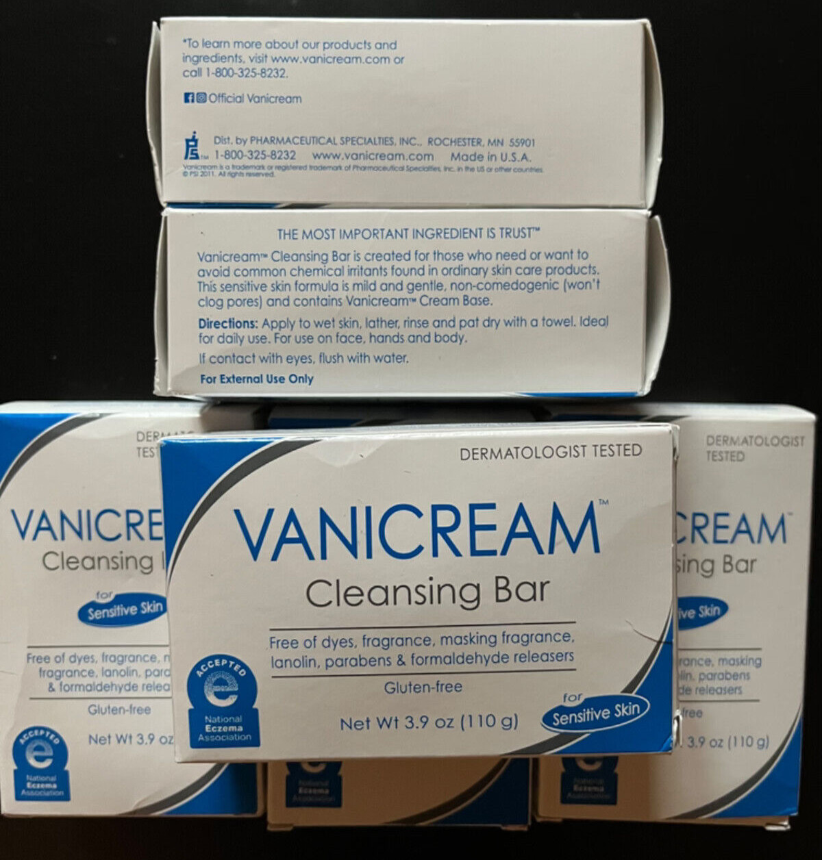 6X Vanicream Cleansing Bar for Sensitive Skin 3.90 oz/110g Each New