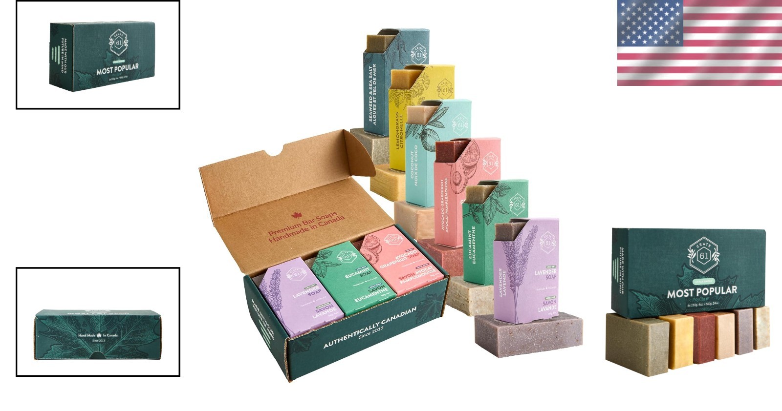 Plant Based Cold Process Natural Bar Soap Pack of 6 Moisturizing for Dry Skin