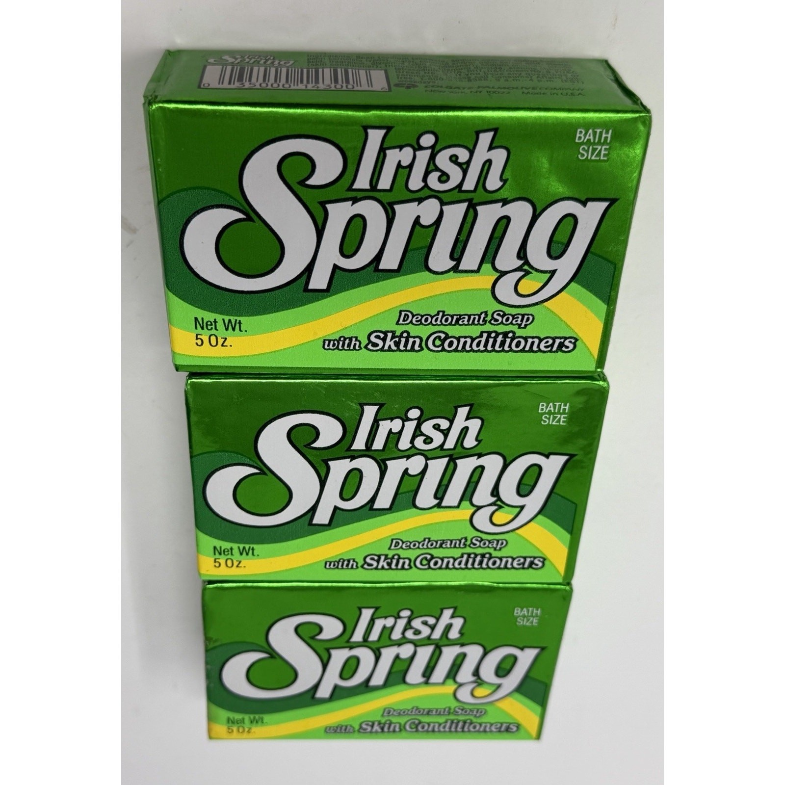 Lot of 3 Vintage IRISH SPRING Deodorant Bath Size Soap 5 oz Bar Skin Conditioner