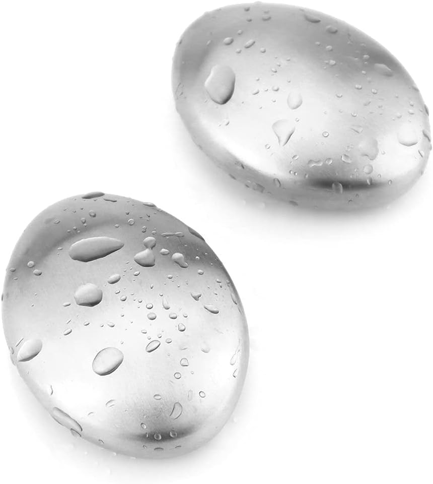 2 PCS Stainless Steel Soap, Magic Metal Odor Remover Bar Eliminating Smells like