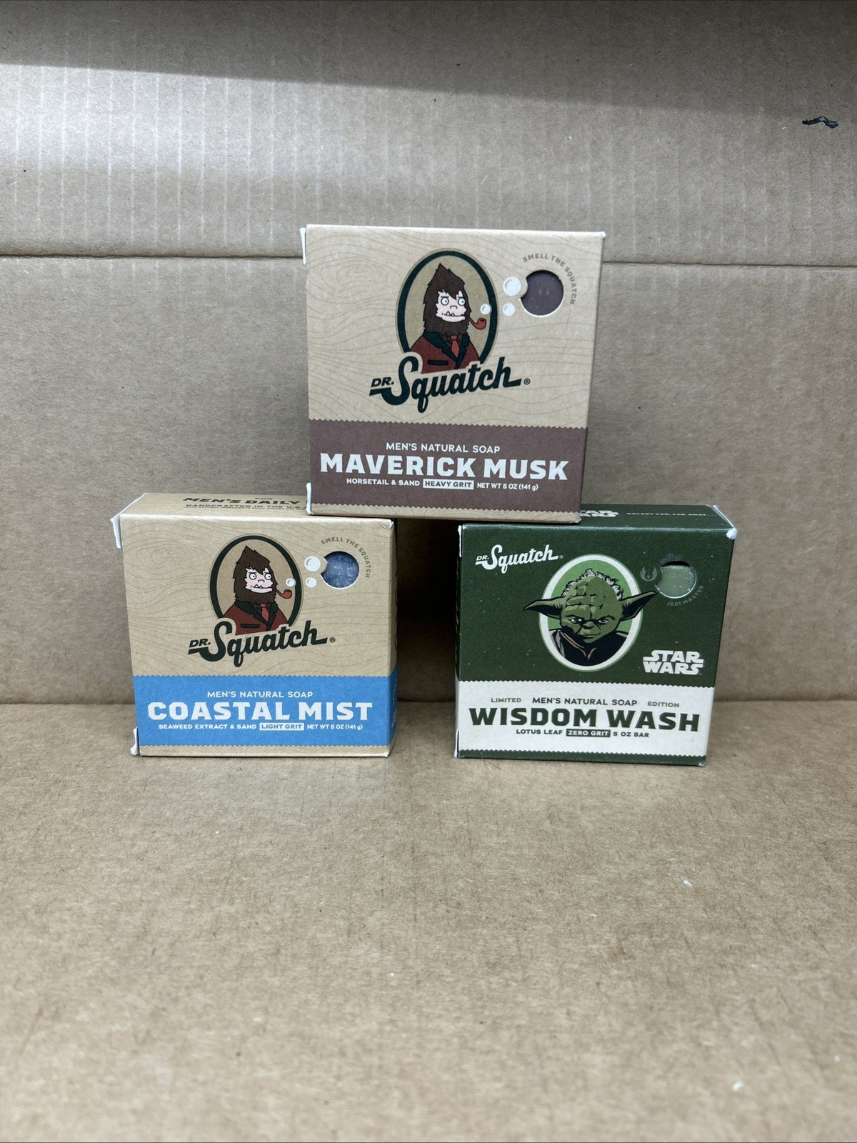 (3)Dr. Squatch man natural Bar Soap maverick musk &coastal mist& wisdom wash