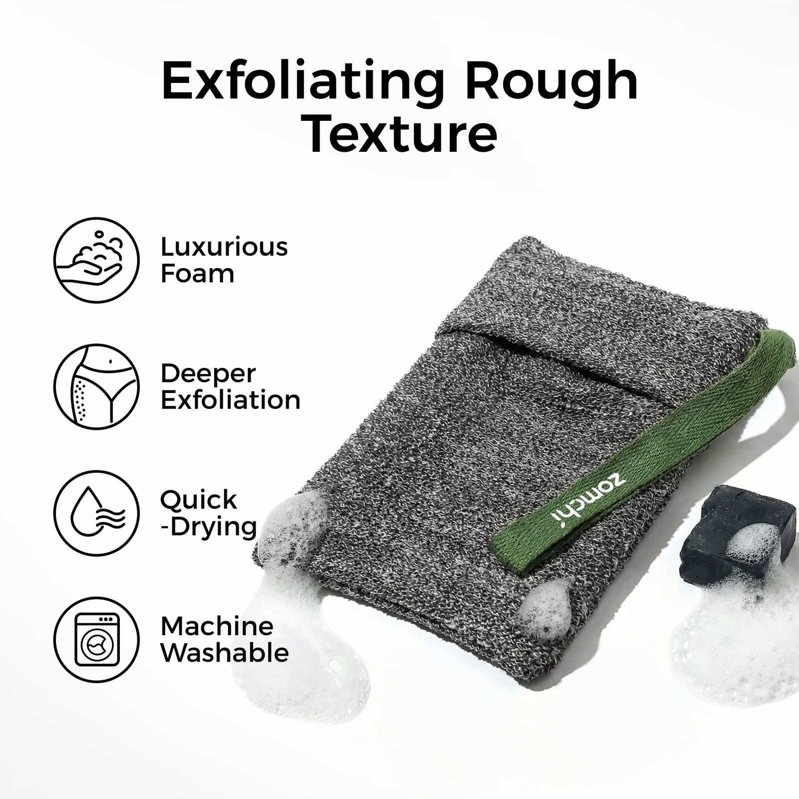 ZOMCHI Exfoliating Soap Bags, 3-Pack Body Scrubber Savers for Bar Soap, Desig…