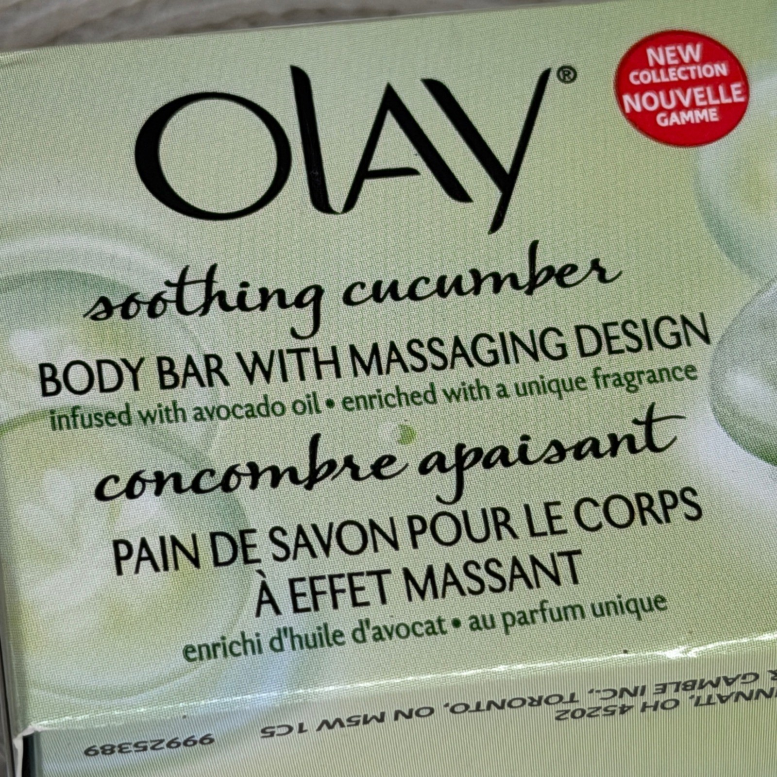 Olay Soothing Cucumber Body Bar with Massaging Design Avocado Oil 4.25oz 120g