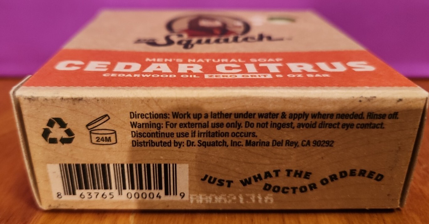 Dr. Squatch Soap – CEDAR CITRUS- Zero Grit Bar