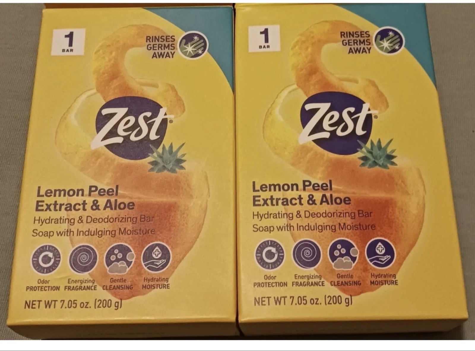 Zest Lemon Peel Extract & Aloe Bar Soap 7.05oz 2 pack