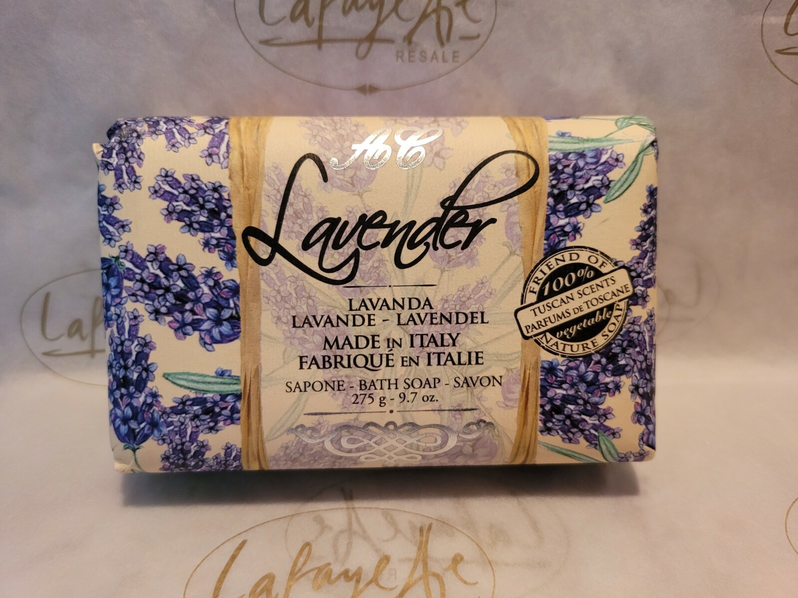Saponerie Mario Fissi Lavender Vegetable Bath Soap 9.7oz Bar Made in Italy