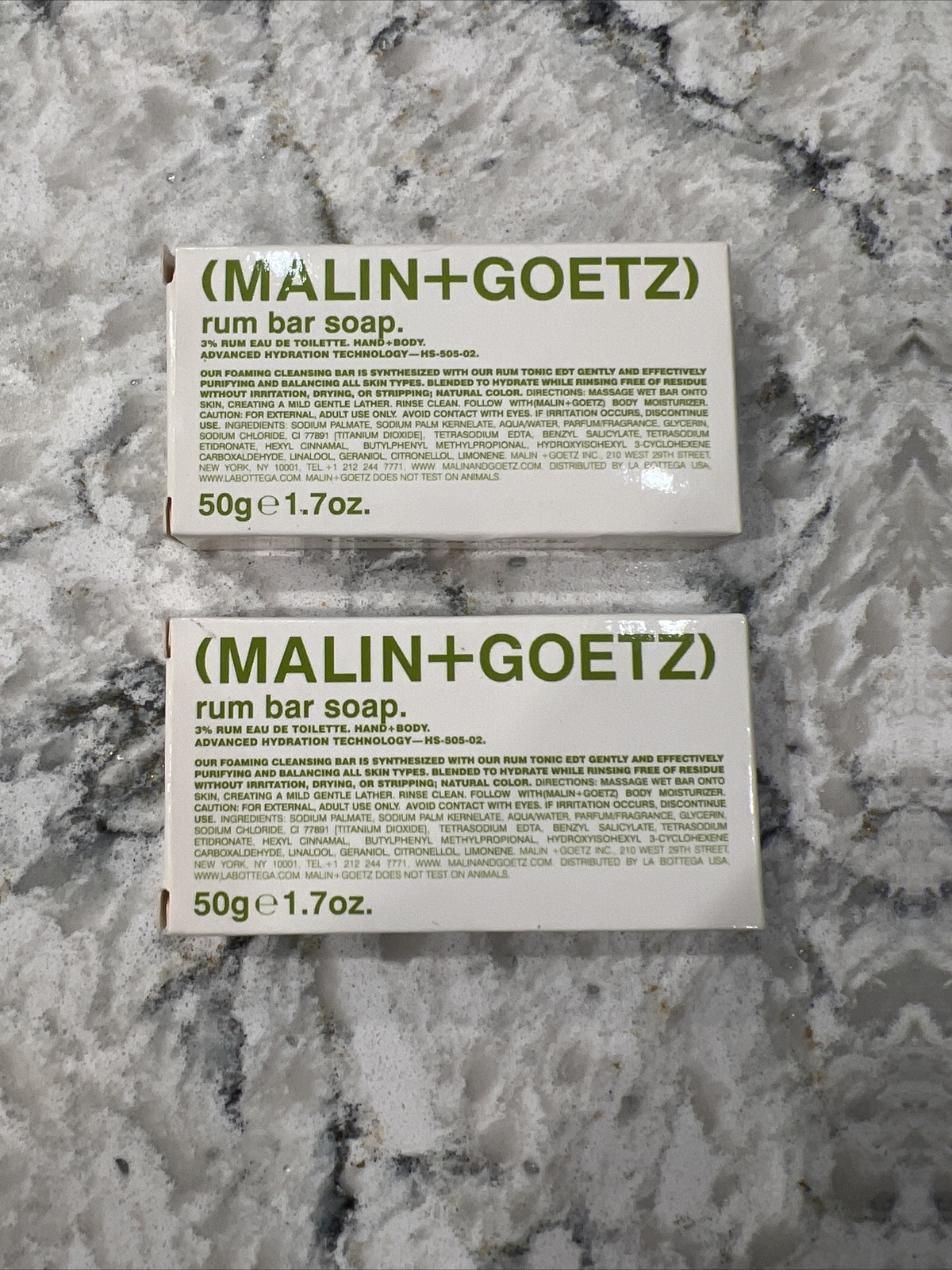 Malin + Goetz Rum Bar Soap Chicago London House 1.7 Oz X2