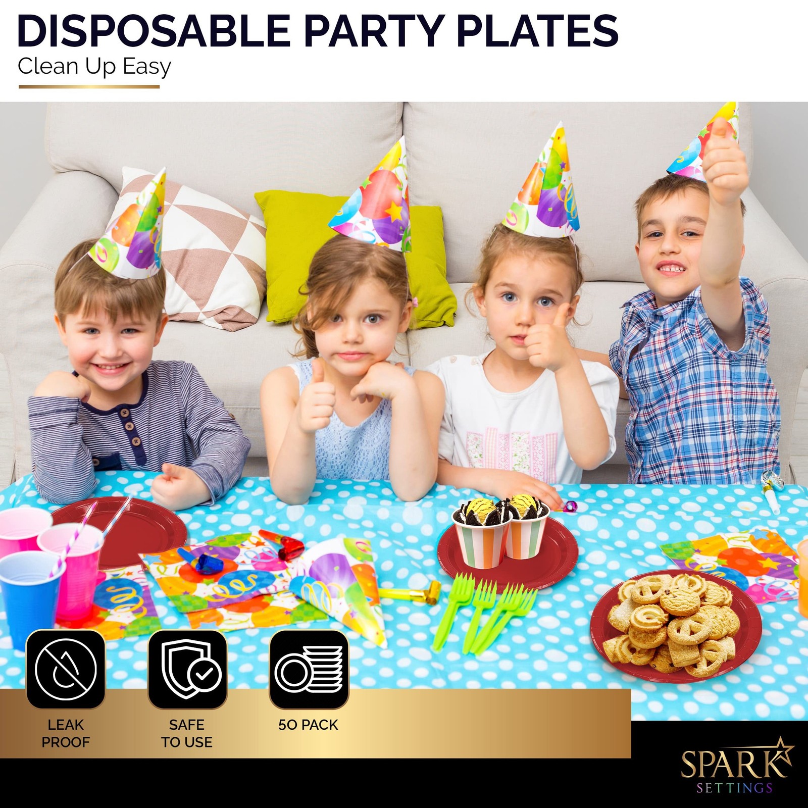 Amcrate Disposable Paper Plates Red, 7 Inch Paper Dessert Plates, Strong and …