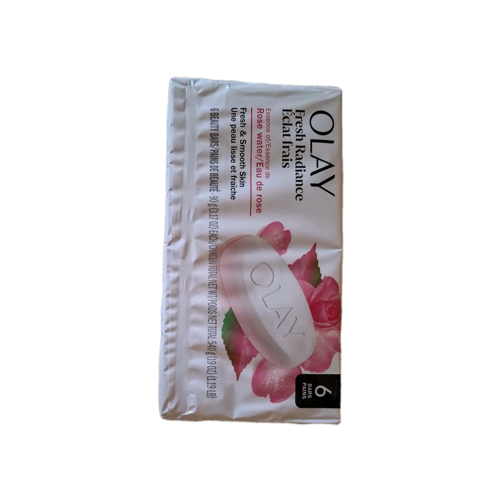 OLAY Fresh Radiance Rose Water Beauty Bar Soap, 6 Bars, Total 19 fl oz