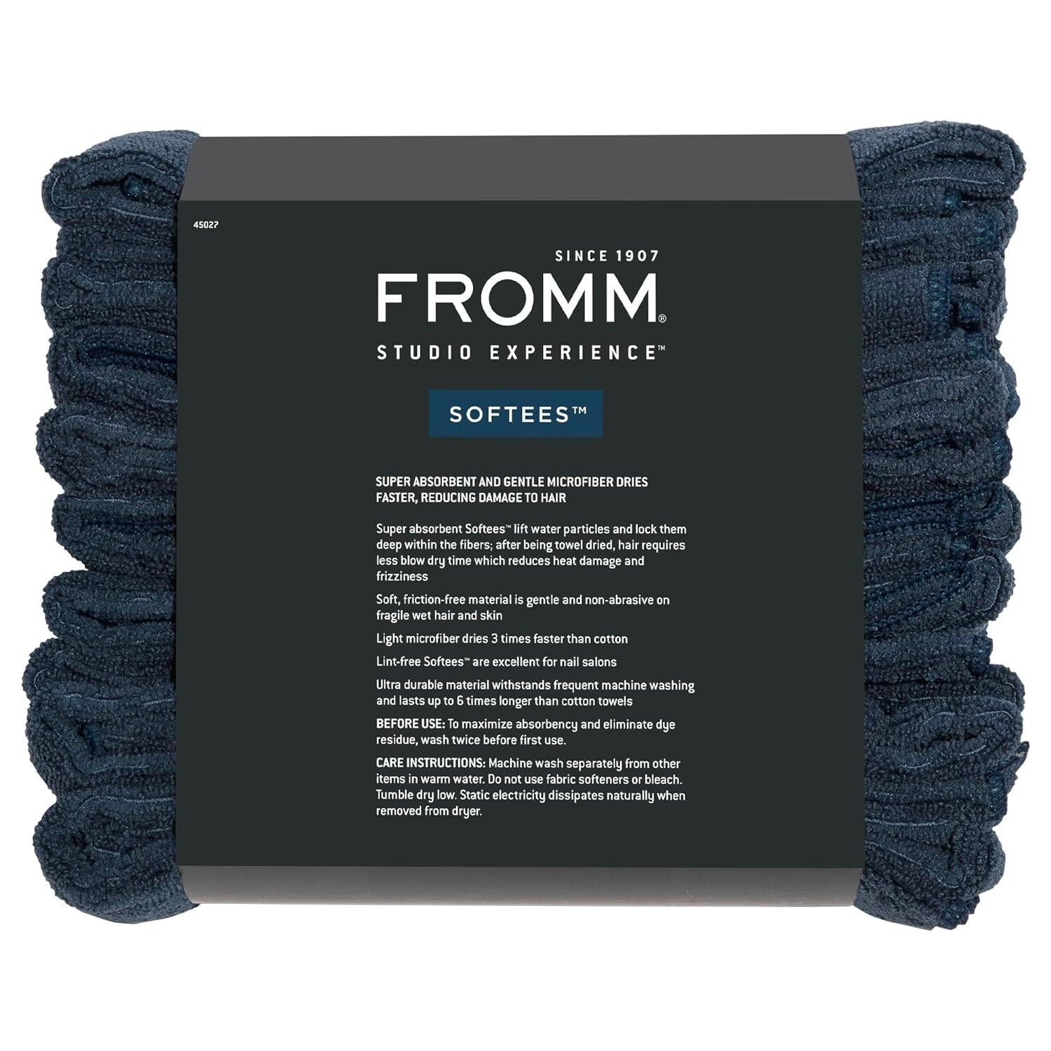 Fromm Softees Microfiber Salon Hair Towels 16″ x 29″ (Navy) 10 Count