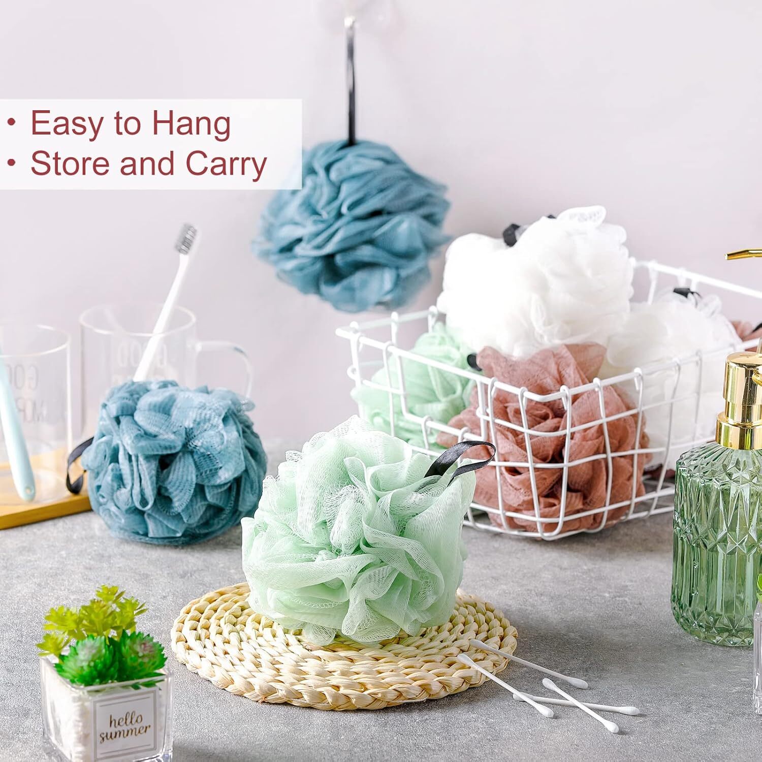 48 Pack Bath Sponge Shower Loofahs Bulk 50g Soft Net Body Light Color