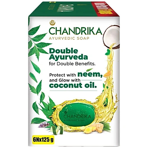 Chandrika Ayurvedic Soap 125g x6 | Herbal Handmade Skin Glow Bar | Natural