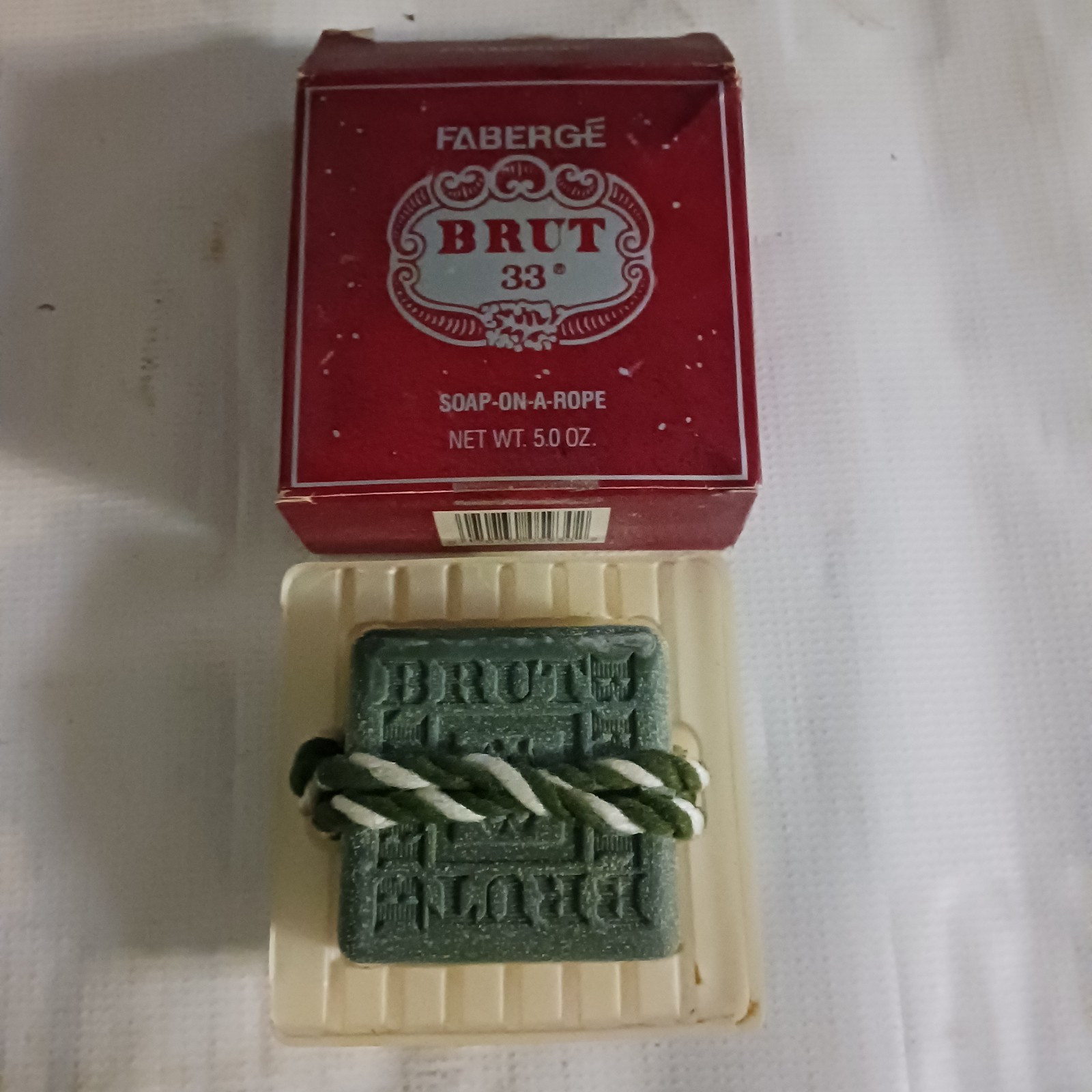 Vintage Fabergé BRUT 33 Soap-On-A-Rope 5 oz Bar New Dead Stock Unused