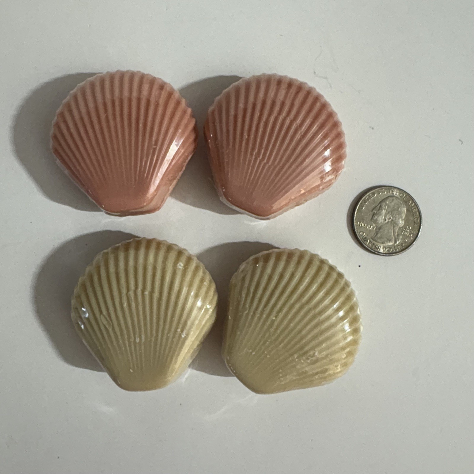 Vintage Set of 4 Sea Shell Decorative Guest Bathroom Small Hand Soaps