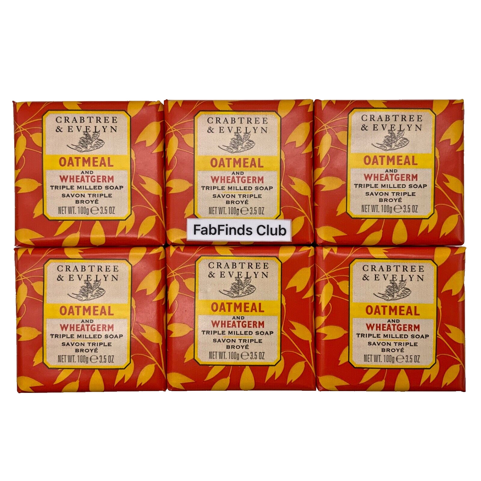 Crabtree & Evelyn Oatmeal Bar Soap Triple Milled 21oz (6×3.5oz) 6pc Set