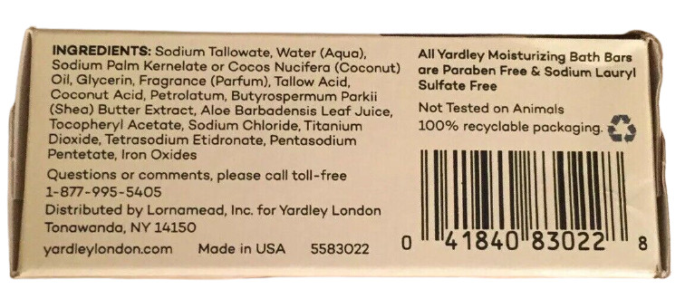 3 Yardley London CREAMY COCONUT Soap LIMITED EDITION 4.25oz W/ ESSENTIAL OIL