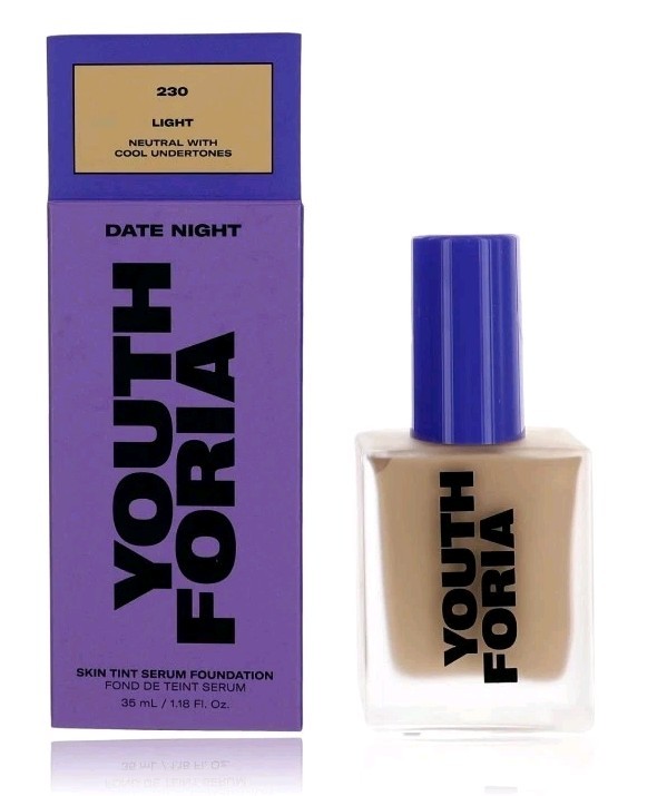 Date Night by Youthforia, 1.18 oz Skin Tint Serum Foundation- 230 Light