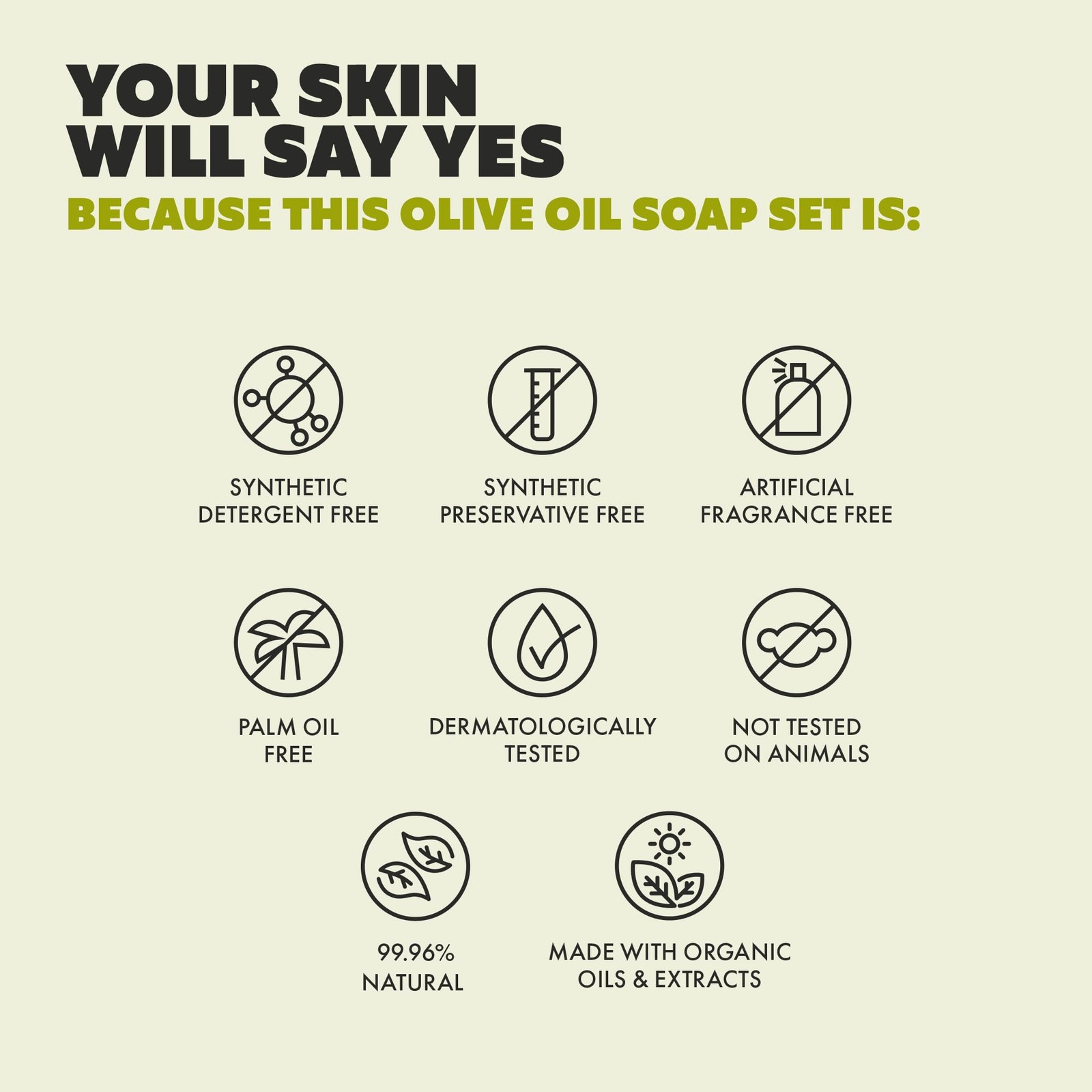 Skin Said Yes Olive Oil Bar Soap 8 Pack | Made 7.2 Ounce (Pack of 8), Green
