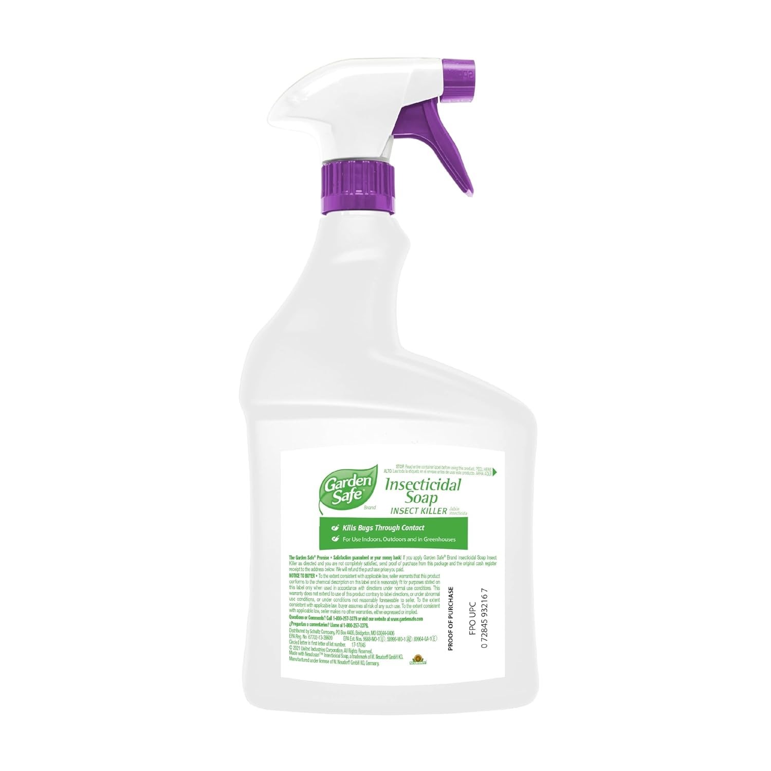Environmentally Friendly 32 fl oz Insecticidal Soap for Indoor/Outdoor Gardens