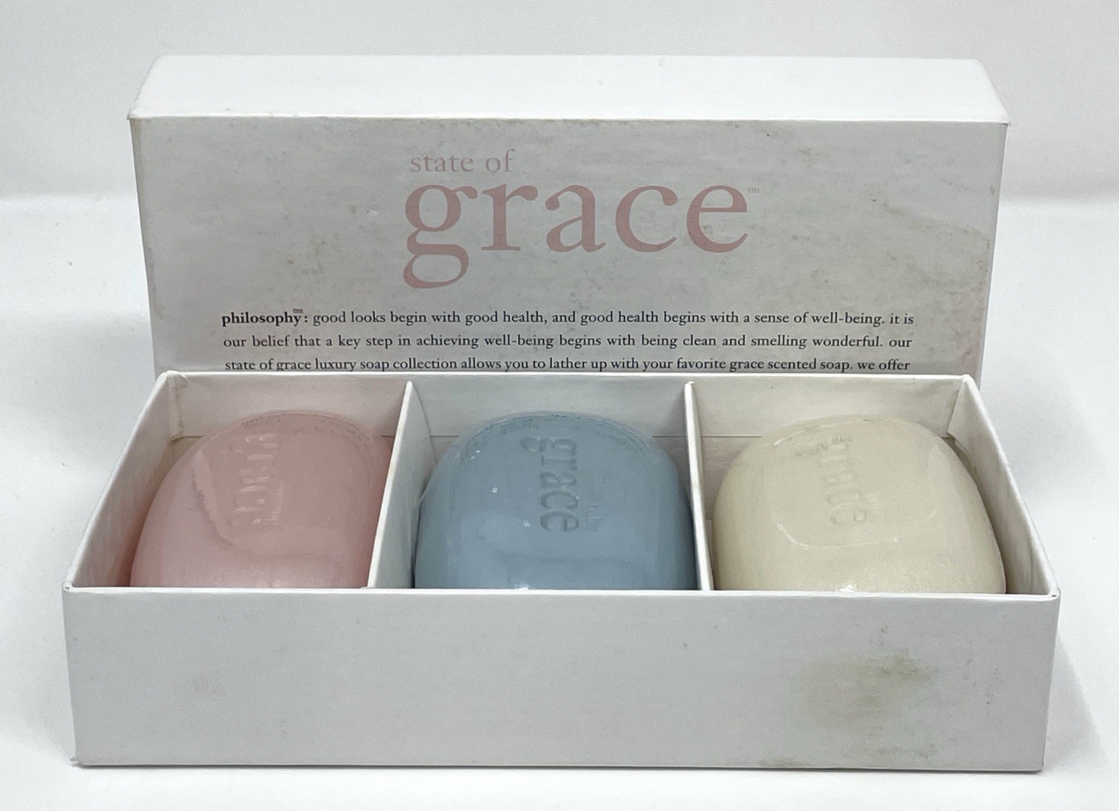 Philosophy State of Grace Soap Pure Baby Amazing 3 Oz Bars in Box
