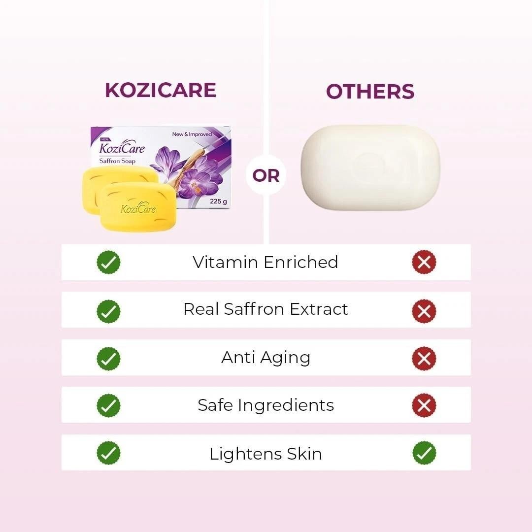 3 x Kozicare Kojiic Acid Soap & Glutathione Soap | Saffron Soap 75gm Tan Removal