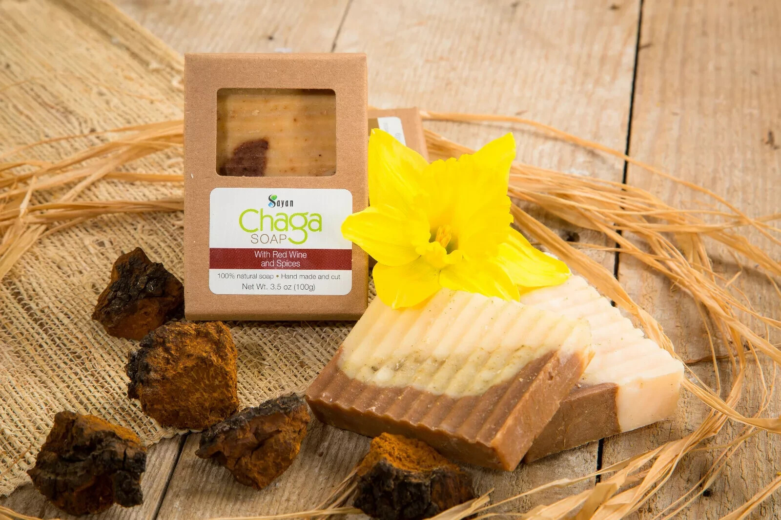 Chaga Mushroom Natural Soap Bar Best Exfoliating For Dry Skin Spices Red Wine