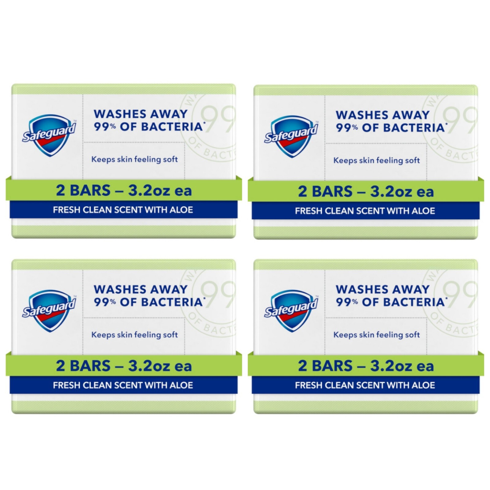 NEW! SAFEGUARD (8-BARS) 3.2 Oz. Bars ●FRESH CLEAN SCENT● W/Aloe Extract Soap🫧.