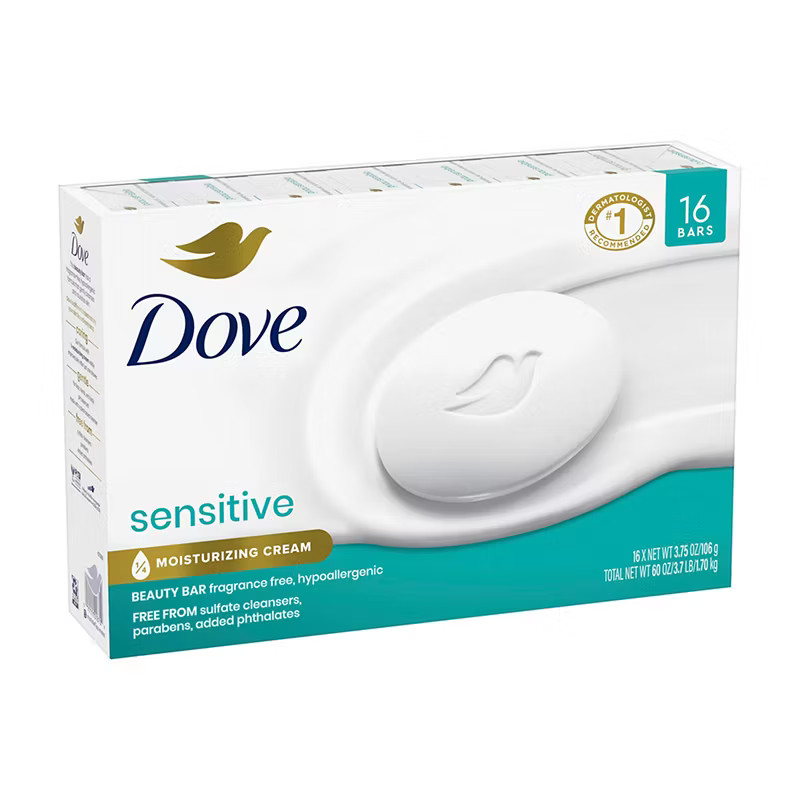 Dove Sensitive Beauty Bar Soap Fragrance Free Hypoallergenic 16 Bars