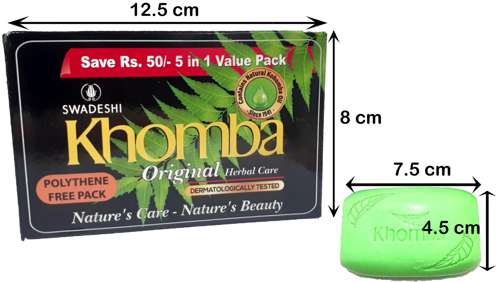 5-Pack Khomba Herbal Soap: Pure, Natural Ayurvedic Cleanse with Margosa Oil