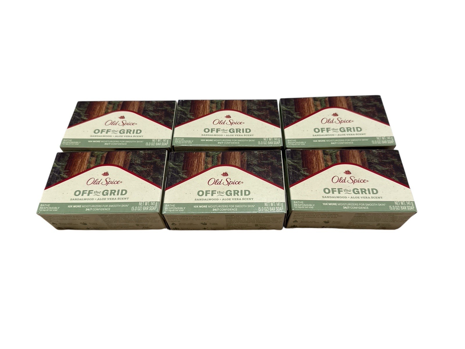 6 Old Spice Off the Grid Sandalwood + Aloe Vera Scent Bar Soap 5 oz. ea