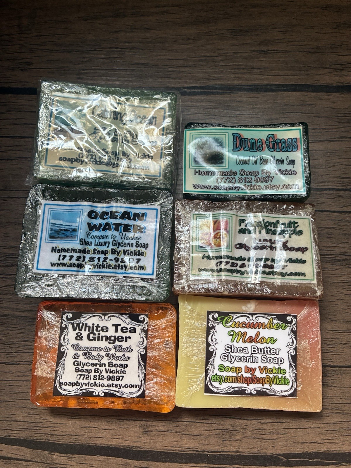 Handmade Soap Lot 7 Bars Detailed Soap Various Scents NEW