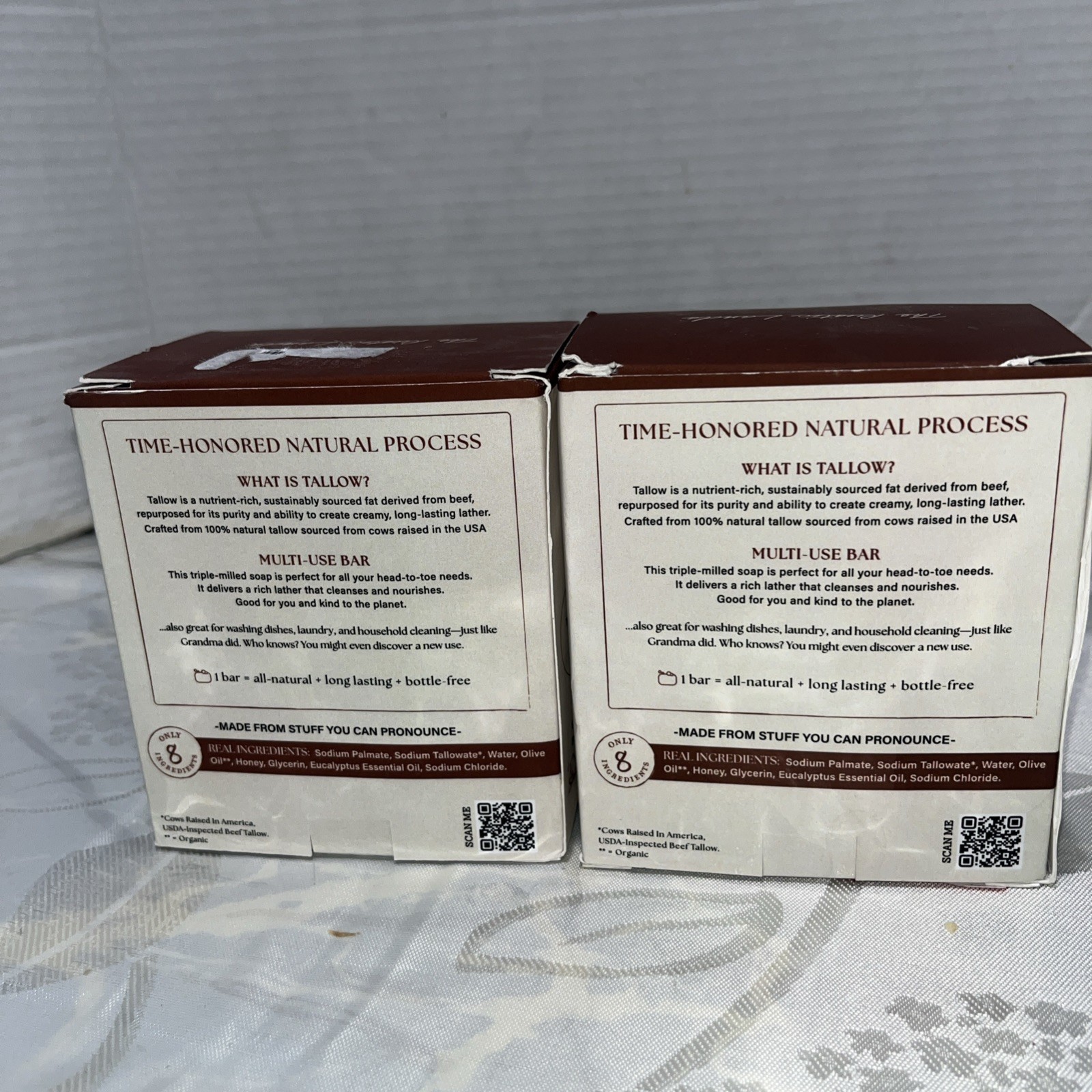 THE RUSTIC LANDS Tallow Bar Soap w/ Raw Honey & Organic Olive Oil ( 8 Bars)