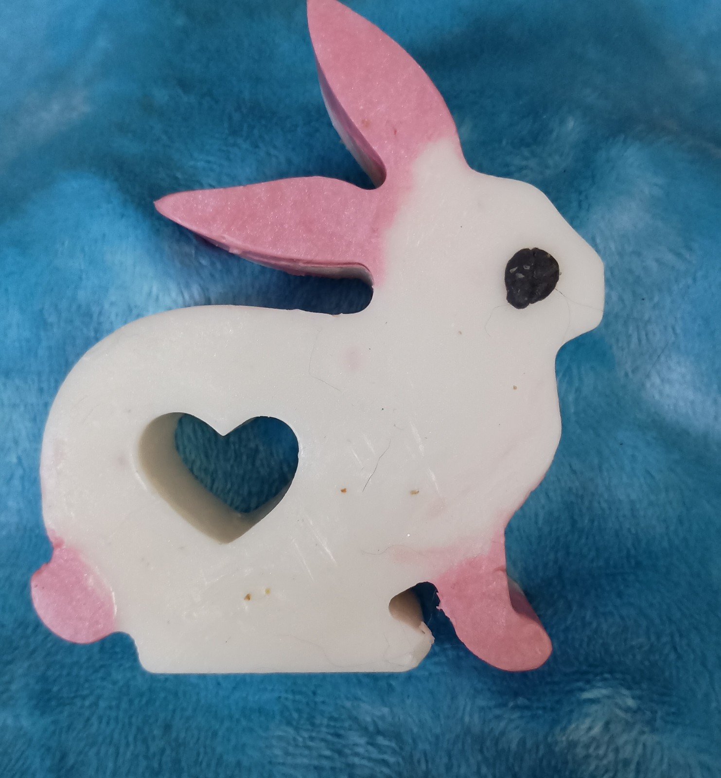 Adorable Easter Bunny 100% Natural Soap In White & Pink With Hollowed Out Heart.