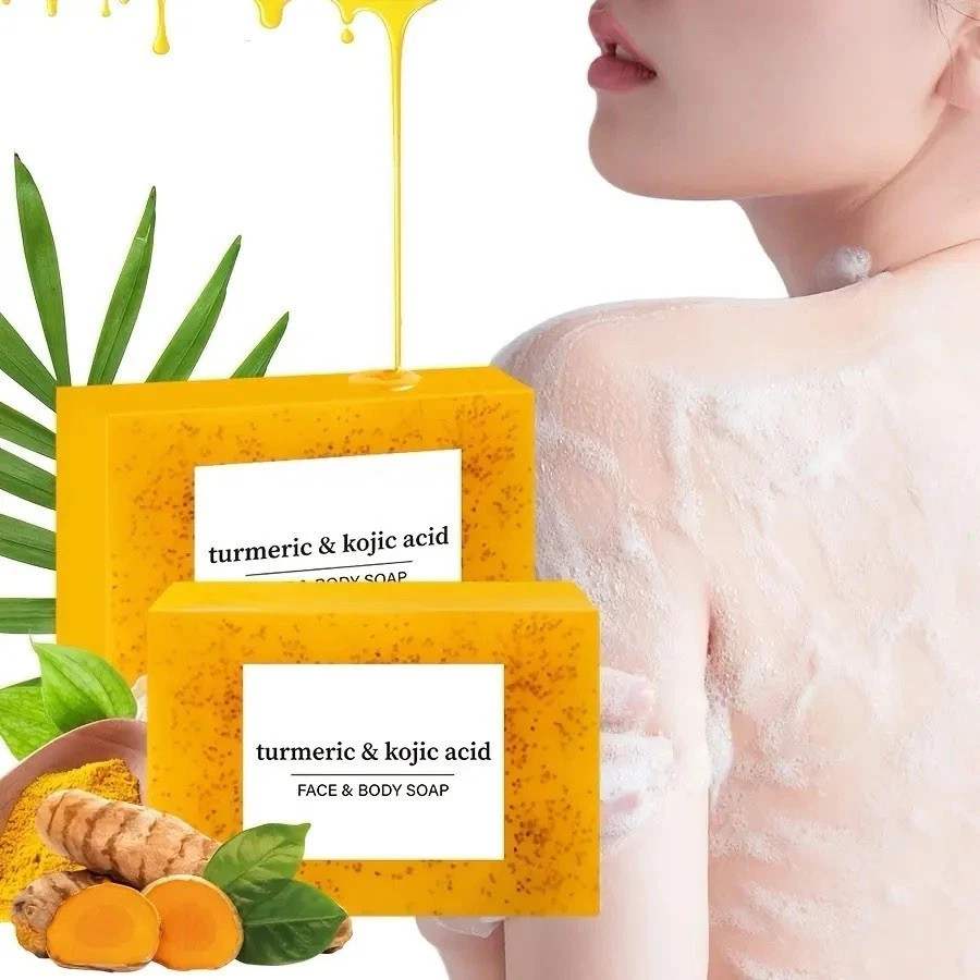 2-Pack Turmeric Glow Soap Bar – Lemon & Kojic Acid, Removing Dark Spots