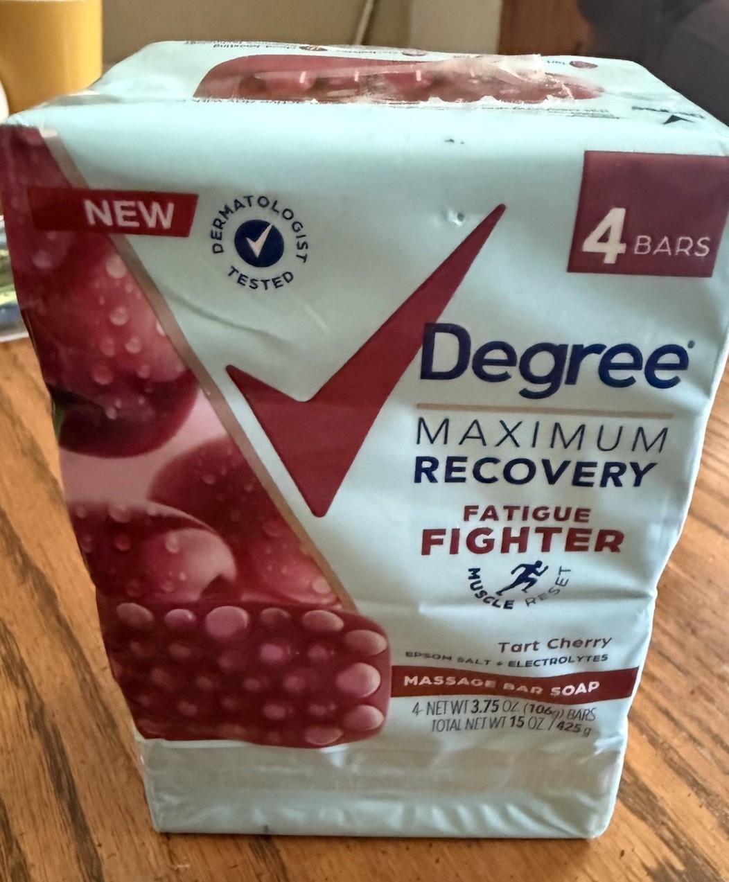 Degree Maximum Recovery Massage Bar Soap Tart Cherry. Epsom Salt & Electrolytes.