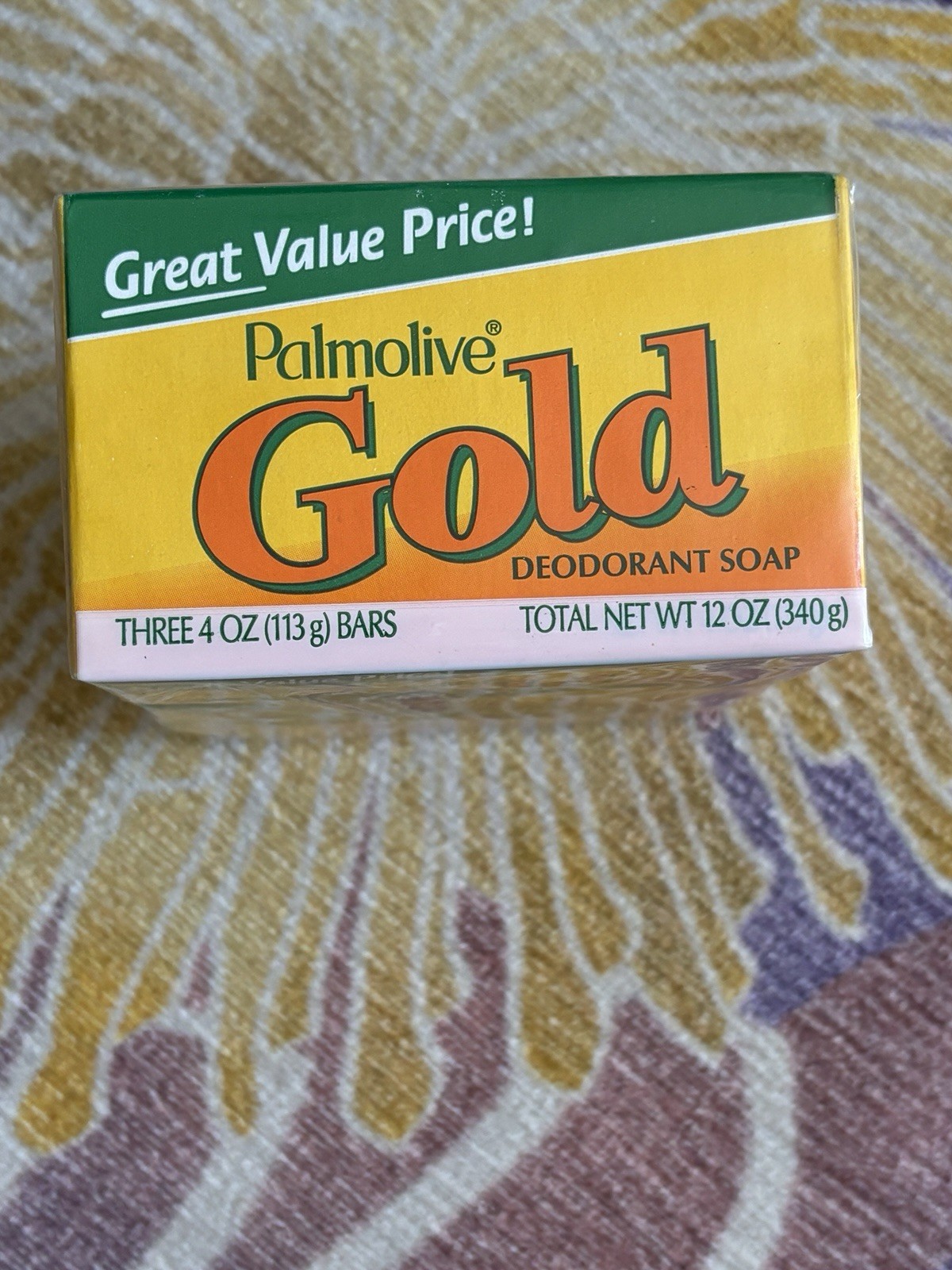 NEW SEALED Palmolive GOLD Deodorant Soap Three 4oz Bars Discontinued Made In USA
