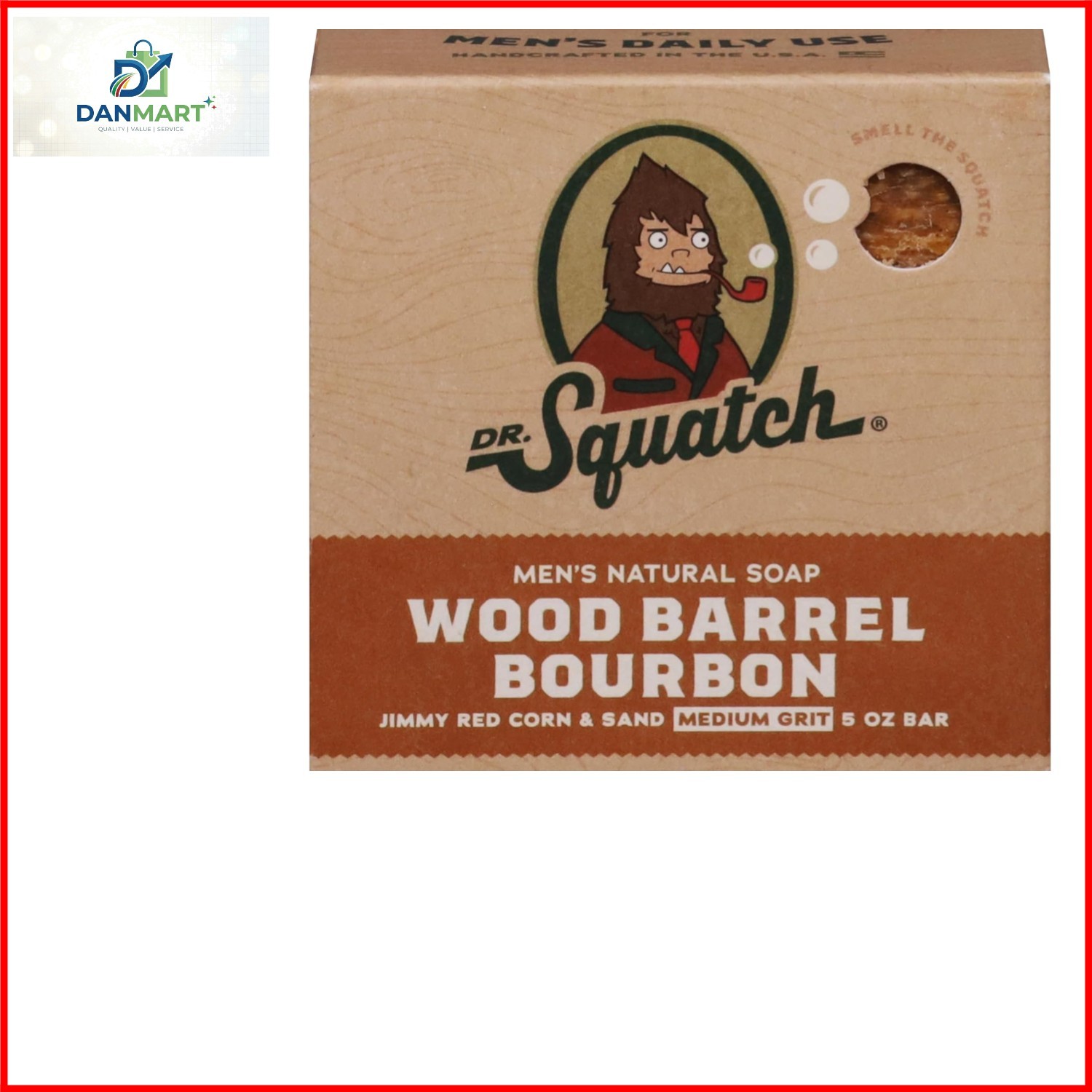 All Natural Bar Soap for Men with Medium Grit, Wood Barrel Bourbon 5 Ounce Pa…
