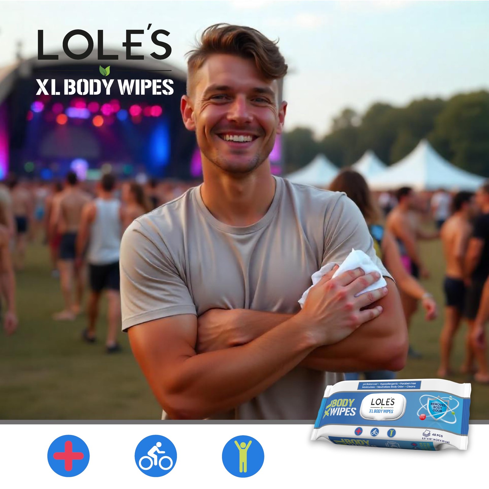 LOLE’S Body Wipes for Adults Bathing No Rinse XL – Bath Wipe for Adult – 96