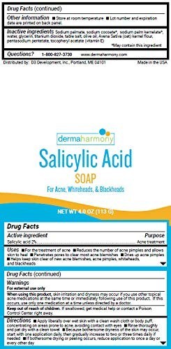 2% Salicylic Acid Soap for Acne by Dermaharmony Two 4 oz Bars