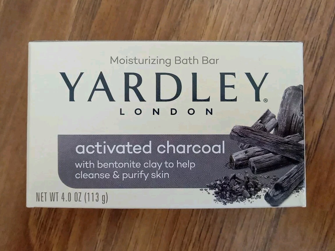 Yardley London Activated Charcoal Moisturizing Bath Bar 4.0 Ounce Bar NEW
